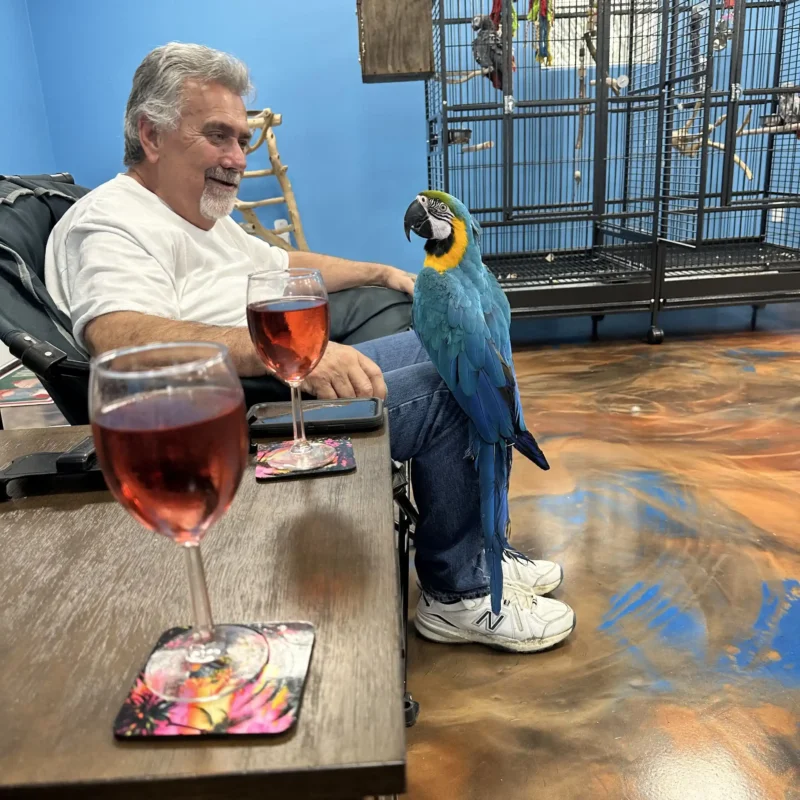 man with parrot